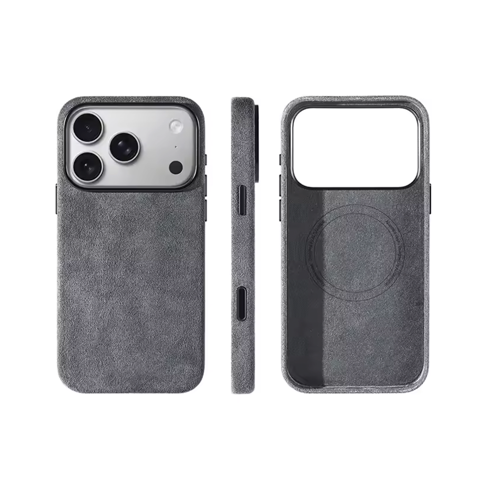 Alcantara Hoesje voor iPhone 17 Pro Max MagSafe Grey