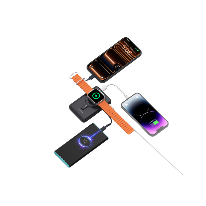 Xssive 3-in-1 Magnetic Powerbank 10000mAh – 15W Draadloos + Kabel Wit