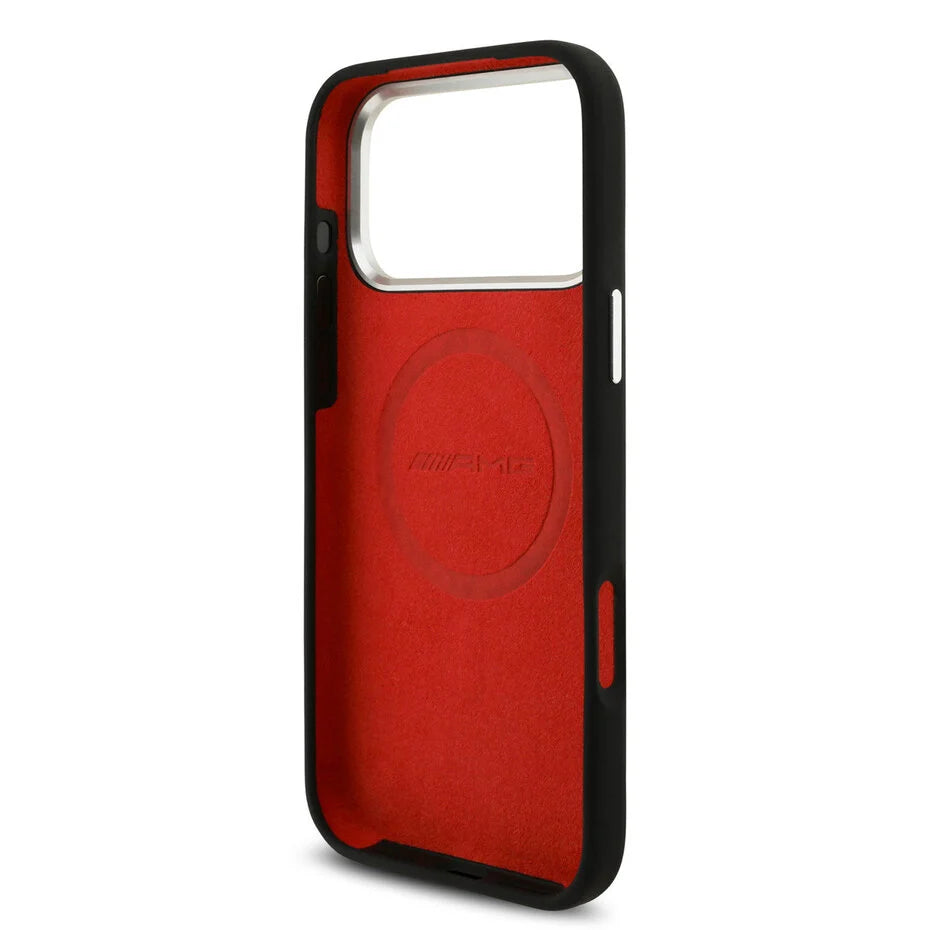 AMG iPhone 17 Pro Max Backcover Hoesje – Premium MagSafe Case met Red Line Graphics, Schokbestendige Bescherming & Luxe Zwart Design