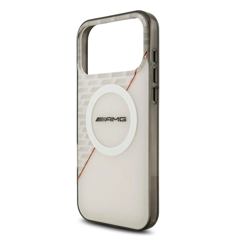 AMG iPhone 17 Pro Max Backcover Hoesje – MagSafe Compatible – Double Layer Shockproof Case – White Edition met Red Line Graphics