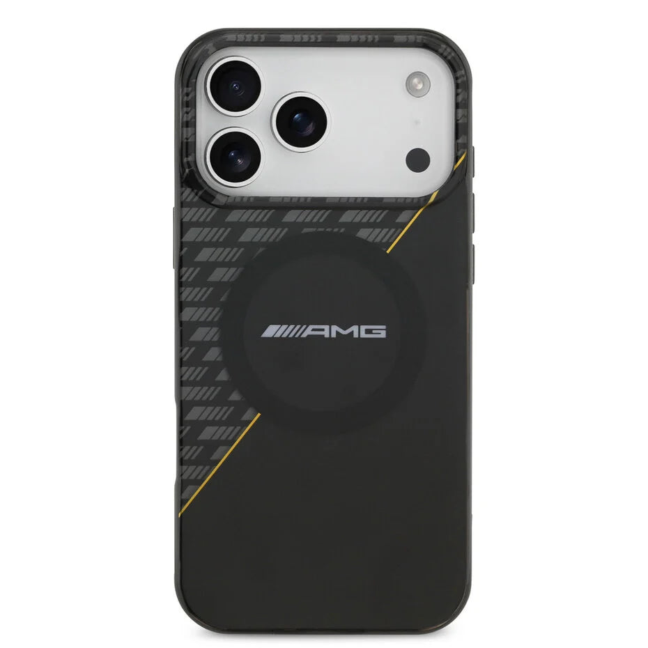 AMG iPhone 17 Pro Max Backcover Hoesje – MagSafe Compatible – Double Layer Shockproof Case – Yellow Line Edition