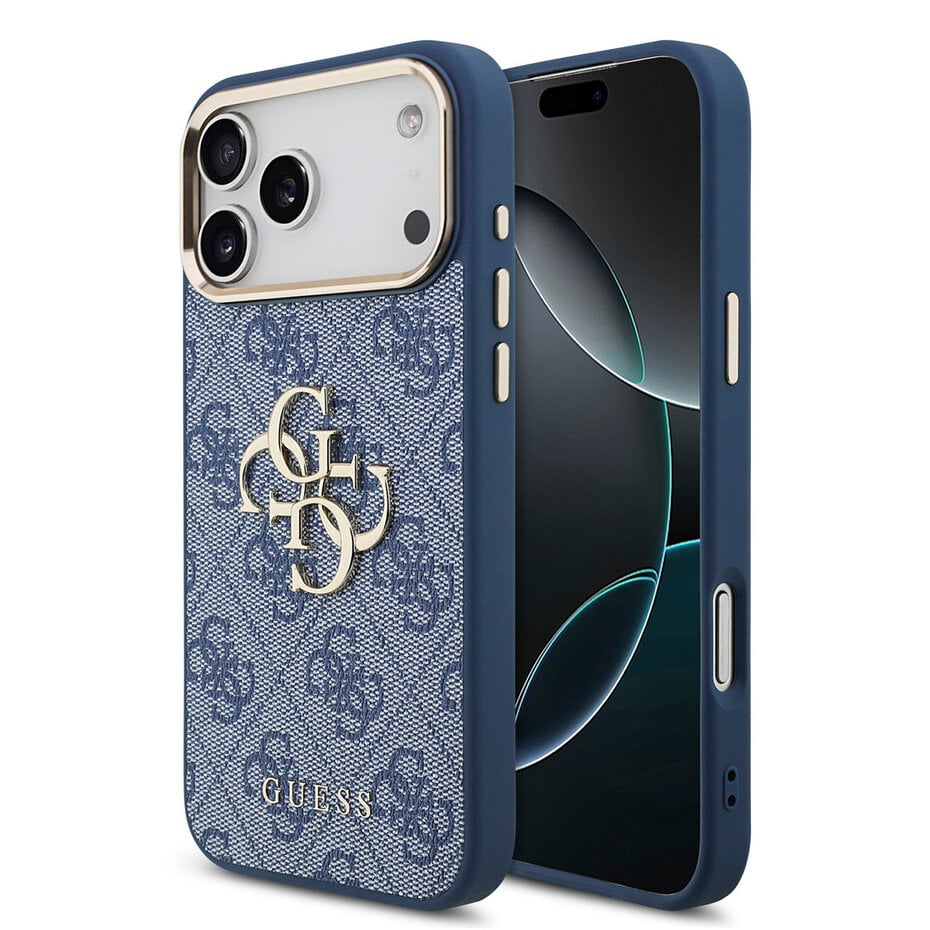 Guess iPhone 17 Pro Max Backcover Hoesje Bruin – Luxe 4G Big Metal Logo Design met Gouden Rand – Shockproof Bescherming & Premium Afwerking