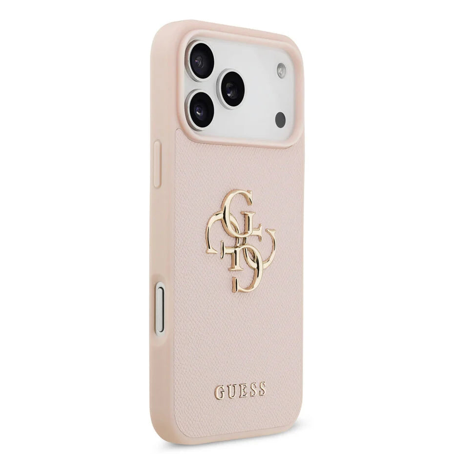 Guess iPhone 17 Pro Max Backcover Hoesje – Grained Leather Look met Big 4G Logo – Luxe Bescherming & Perfecte Pasvorm