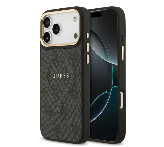 Guess iPhone 17 Pro Max Backcover Hoesje Roos – MagSafe Compatibel PU Leather Case met 4G Classic Logo – Luxe Bescherming & Perfecte Pasvorm