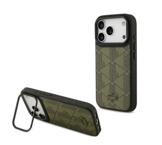 Lacoste iPhone 17 Pro Max Backcover Hoesje – MagSafe Compatible – Nomogramme Logo – Luxe Bescherming met Ingebouwde Camera Stand Zwart