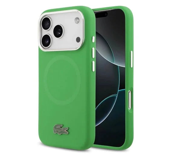 Lacoste iPhone 17 Pro Max Backcover Hoesje – Premium MagSafe Case met Metal Logo, Schokbestendige Bescherming & Stijlvolle Afwerking Blauw